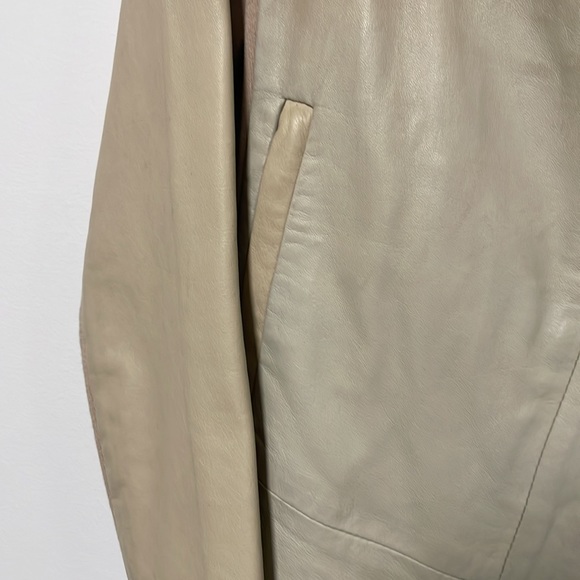 Genuine leather cream tan beige bomber jacket sz small s - Picture 7 of 7